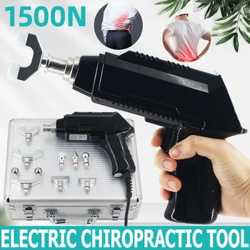 1500N Chiropraxe Úprava Nástroj, 8 Hlavy Vymeniteľné Fyzioterapia Elektrické Nastaviteľné Zbraň Chrbtice Prenosný Masážny Prístroj