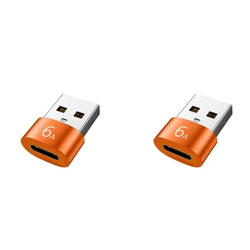 2 ks 6A Typ C, USB 3.0 OTG USB C Samica Samec Na USB Prevodník Pre Samsung Xiao Huawei, Orange