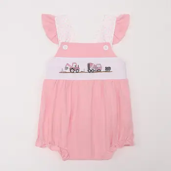 Nové Narodený Bublina Ružová Luk Romper Babi Dievčatá Oblečenie Auto Výšivky Kombinézu Bežné Nosenie Jeden Kus detské Šortky 0-3T Jumpsuit