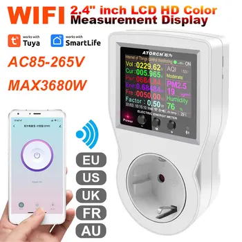 Tuya WIFI Smart Plug EU/US/AU/UK/FR Digitálny Wattmeter energie Energie Meter 220V AC Smart Zásuvky Kilowatt Napájania Smart Home
