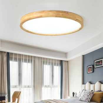 Nordic Ultra-tenký LED Drevené Stropné Svetlá pre Obývacej Izby, Spálne, Stropné lampy Dreva Zariadenie Lampa Moderného Akryl Tienidlo