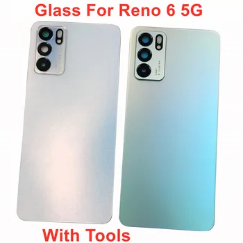 Gorilla Glass 5 Pre OPPO Reno 6 5G Originálny Kryt Batérie Späť Veko Dvere, Zadné Bývanie Panel Prípade, + Objektív na Lepidlo, Lepidlo