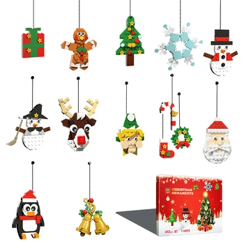 MOC Vianočné Série Bell Ponožky Elk Snowflake Červené Srdce Santa Claus Christma Strom stavebným Hračka Pre Deti, Darčeky na Nový Rok