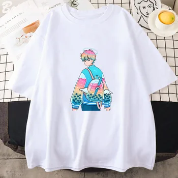 Rainbow Boba T-Shirt Ženy Populárne Tričko Karikatúra Grafiku, Tlač dámske Oblečenie, Topy Lete Nadrozmerné T Shirt Dievčatá Tshirts