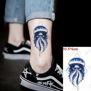 Nepremokavé Dočasné Tetovanie Nálepky Modrý Oceán Biológie Medúzy Deti Tetovanie Vody Prenos Falošné Flash Tatto pre Človeka Žena