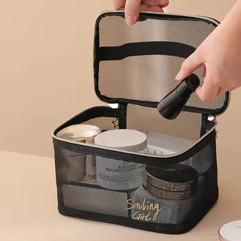 Jednoduché Čierne Oka Make-Up Prípade Organizátor Odkladacie Puzdro Bežné Zips Toaletná Umývanie Tašky Tvoria Ženy Cestovná Kozmetická Taška Balík