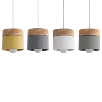 Moderné Dreva, Železa Prívesok Svetlá Nordic Farebné Lustre Obývacia Izba Kávy Spálňa Led Vnútorné Dekor Závesné Lampy Lamparas