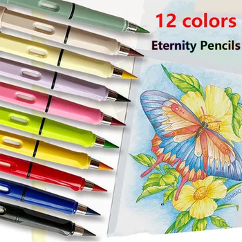 12 Farebné Večnosti Ceruzka Súbor Vymazateľné Farbe Infinity Ceruzky Pastelky Umenie pre Študentov Náčrt Dodávky Kreslenie Školské Písacie potreby