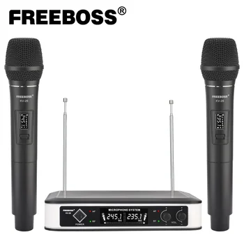 FREEBOSS Dual Channel Bezdrôtový Mikrofón 2 Ručné VHF s Pevnou Frekvenciou Profesionálny Mikrofón Dynamický Systém pre Karaoke KV-26