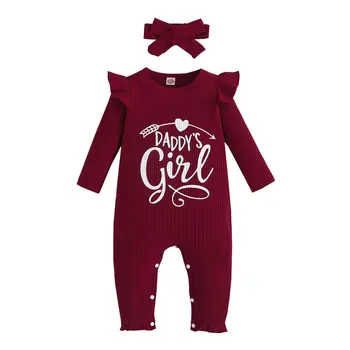 0-18 M Novorodenca Baby Girl Jumpsuit list Tlač Remienky Dlhý Rukáv Playsuit Oblečenie na Jeseň Jar 35