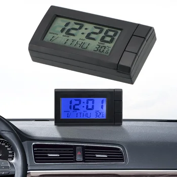 Auto Hodiny Elektronické Hodiny Auto Digitálny Displej LCD Samolepiace Auto Sledovať Teplomer Auto Ozdoby Zobrazenie Teploty