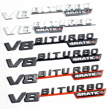 2 ks Auto Blatník Strane Tela Znak Nálepky V8 Biturbo 4matic Logo Na Mercedes E63S W213 C63S W205 S63 W222 GLE63S AMG Príslušenstvo