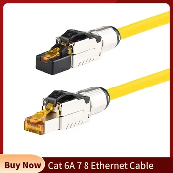 Cat8 Cat7 Cat6A Káble siete Ethernet RJ45 Konektor CAT 6A 7 8 Kábel siete Lan Sietí Patch Kábel 22AWG 23AWG 24AWG Žltá Zelená Modrá