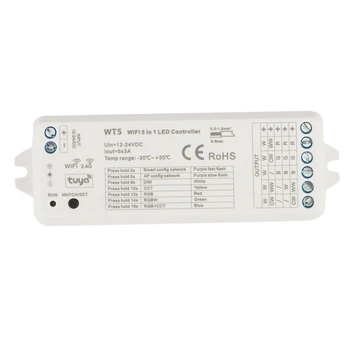 Tuya LED Controller 5 V 1 Stmievač CCT RGB RGBW RGBWW RGBCCT Pásky Smart Život Wifi 2.4 G RF Diaľkový ovládač 12-24V WT5
