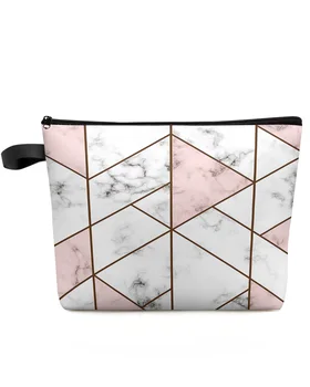 Biely Mramor Textúra Ružový Trojuholník Make-Up Taška Puzdro Travel Essentials Ženy, Kozmetické Tašky Wc Organizátor Skladovanie Peračník