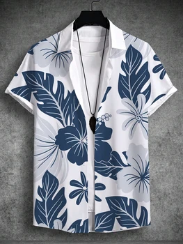 Letné Tričko pánske Tropických Rastlín, Grafické 3D Tlač Módne Tričká Krátky Rukáv Topy Streetwear Voľné Bežné Havajské Košele