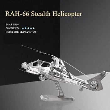 DIY 3D Kovov Puzzle Vojenské Skladačka RAH-66 Stealth Vrtuľník, Lietadlo Miniatúrne Stavebné Súpravy, Hračky Pre Priateľov Narodeninám