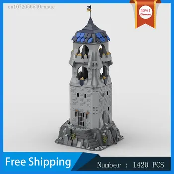 Stredoveký Hrad Watch Tower MOC Builing Bloky Modulárny Model DIY Tehly Tvorivé Montáž Hračky Vianočný darček Darček k Narodeninám