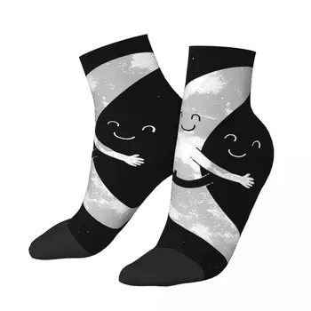 Šťastný pánske Členkové Ponožky Mesiac Objať Street Style Novinka Posádky Ponožky Darček Vzor Vytlačené