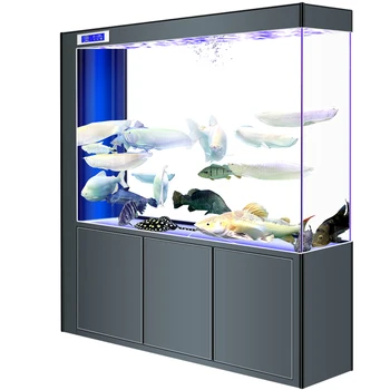 Nový ultra-biele sklenené dno filter akvárium je integrovaný s veľké a malé verandu obrazovkách v obývacej izbe.