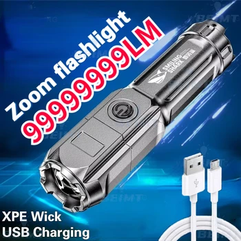 XPE Prenosné Super Svetlé Baterka USB Nabíjateľné Baterky Multi-funkcia Zoom Baterky Mini Osvetlenie Nepremokavé Camping Svetlo