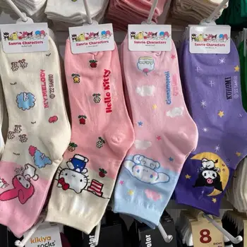 Nové Sanrio Ponožky Kawaii Hellokitty Kuromi Cinnamoroll Kórejský Cartoon Študent Pančuchy Roztomilé Dievčatá Domov Teplé Ponožky Anime Darček