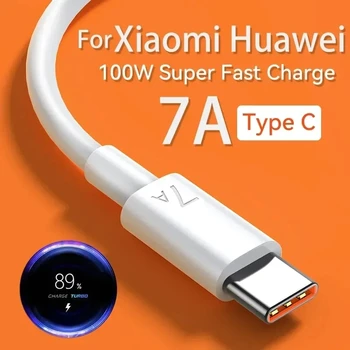 Super Rýchly 7A 100W Typu C, USB Nabíjací Kábel pre Huawei Mate 60 50 Nova 10 Xiao Česť Redmi android box Typ-C, USB Nabíjanie