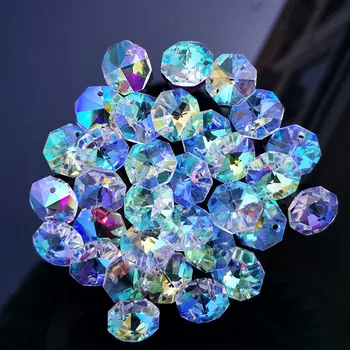 AB Farba Crystal Octagon Korálky Luster Lampa Prism Reťazca Časť Rainbow Maker Slnko Chytá DIY Šperky, Sklenené Dekorácie