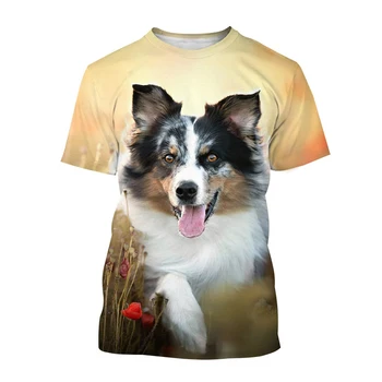 2023 Nové Border Kólia 3D Vytlačené T-shirt Módne Roztomilý Pes Unisex Zvierat Hip Hop Bežné Okrúhlym Výstrihom, Krátky Rukáv XXS-6XL