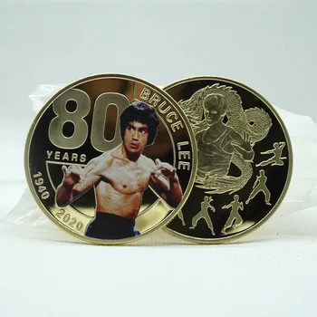 10Pcs/Veľa Čínskych Kungfu Bruce Lee 80. Výročie Zlatej Mince Čínsky Drak Kovové Výzvou Mince Tradičné