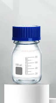 100 ml Sklo Absolvoval Činidla Fľaša s Modrým Skrutkovacím uzáverom Laboratórne Chemické Činidlo Fľaša na Tekuté Skladovacích Kontajnerov Jar Hrniec