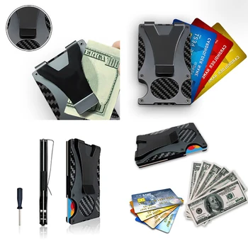 Carbon Fiber Peňaženka pre Mužov, Peniaze Klip Peňaženky, Tenký, Minimalistický RFID Blokovanie Hliníka Kovové Peňaženka s Držiteľom Karty pre Otca