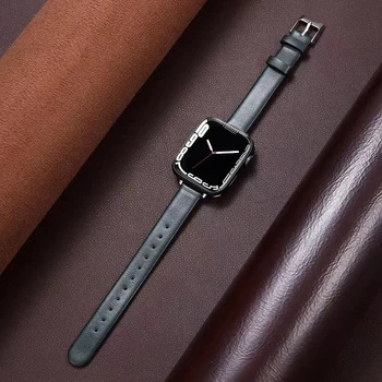Tenký popruh pre apple hodinky 7 41mm 45mm kapela kožené correa pre iwatch se apple hodinky 6 5 4 se 40 mm 44 mm tenké band 3 38mm 42mm