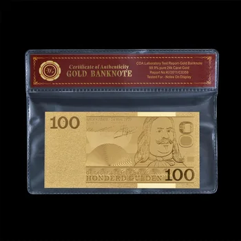 Holandsko Pozlátené Bankoviek Guldenu 5.10,25,100 s Rámom Falošné Peniaze Banky Poznámka upomienkový predmet Podnikania Darček pre Zber