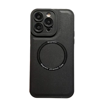Pre Magnetické Magsafe Luxusné koženka TPU Telefón púzdra pre iPhone 14 13 12 11 Pro XS Max XR X 7 8 Plus Čierny Modrý Kryt