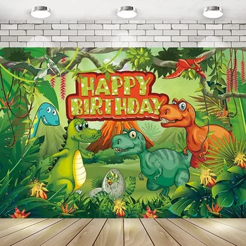 Cartoon Dinosaurov Safari Dino Themed Hry Happy Birthday Party, Fotografovanie Kulisu Na Pozadí Banner Dekorácie Baby Sprcha