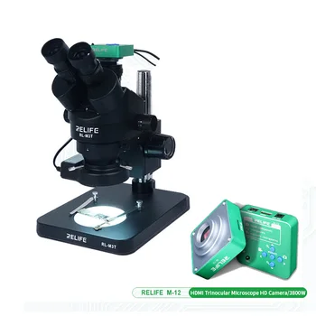 RELIFE Trinocular Stereo Mikroskopom 0.7-4,5 X Kontinuálne Lupa Mikroskop S Kamerou Telefónu PCB Opravy Elektronických Zariadení RL-M3