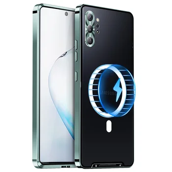 Luxusné Kovové puzdro Pre Samsung Galaxy Note 10 Plus 20 Ultra Magnetické Ultra hin Shockproof Bezdrôtové Nabíjanie Kryt Prípade Taška Coque
