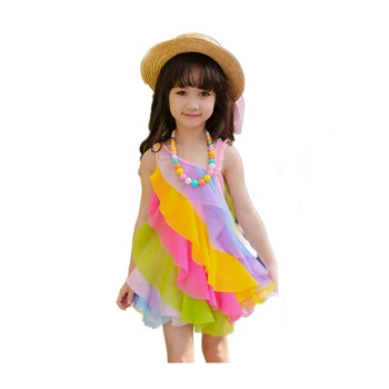 V lete roku 2022 šaty pre dievčatá módne detské rainbow, šaty čipky deti šaty pre dievčatá, baby, sundress