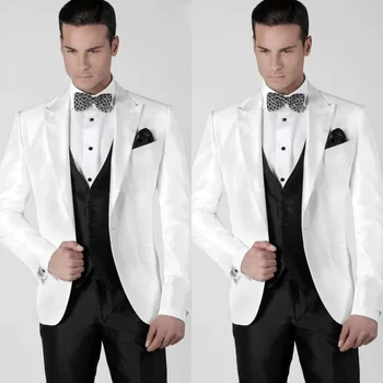Elegantné Svadobné Obleky pre Mužov Luxusné Vrchol Klope Jediný Breasted 3 Ks Bežné Formálne Svadby Ženích Smoking Kostým Homme 2023